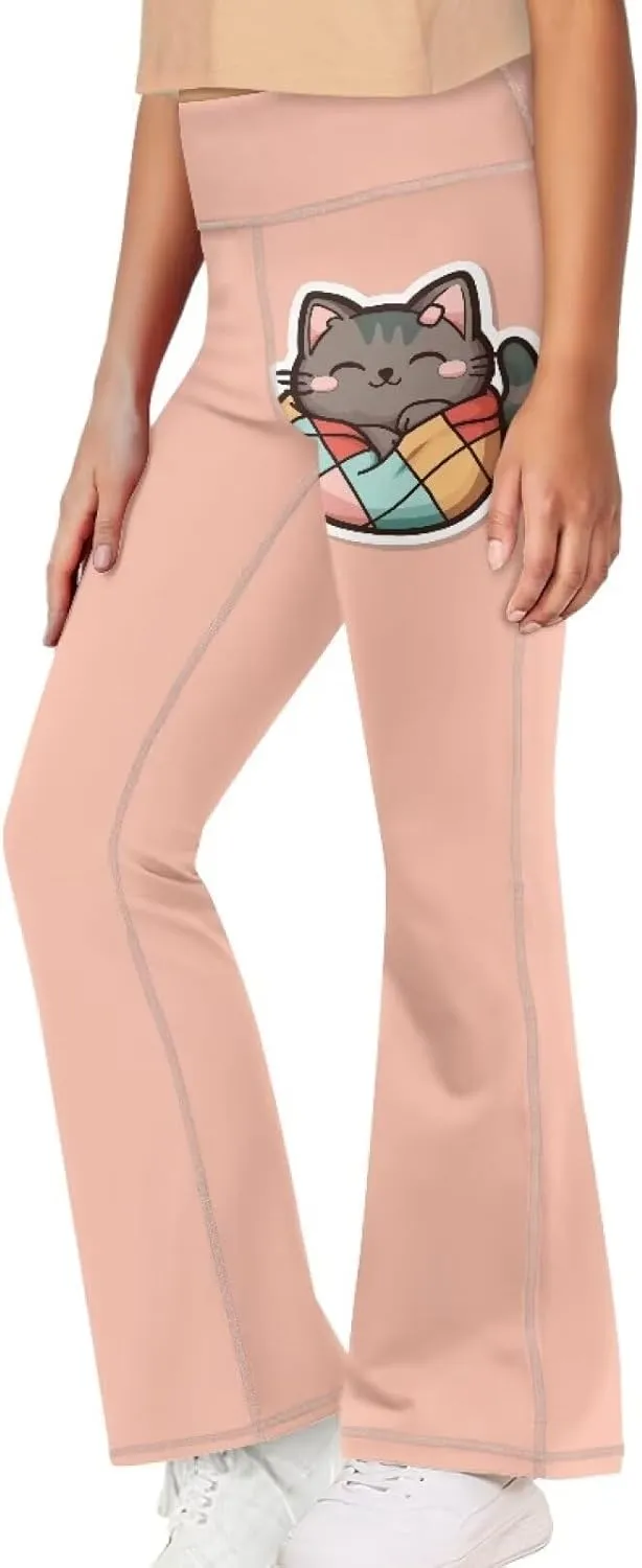 YEXIATODO Girls Flare Leggings Yoga Pants Size 5-14 Athletic Leggings Sportswear for Toddlers Teens Bell Bottom Leggings