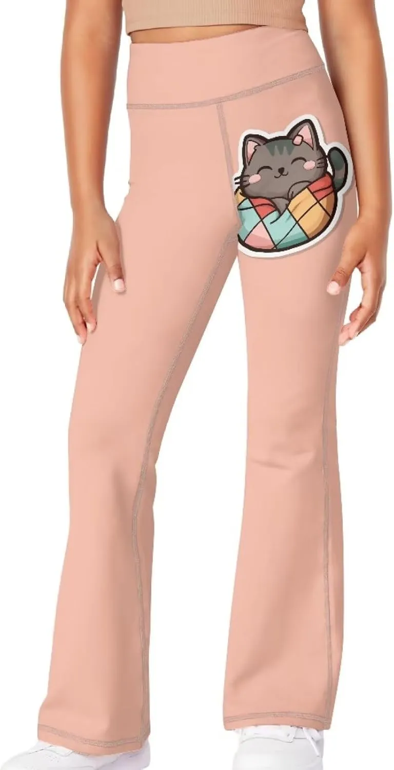 YEXIATODO Girls Flare Leggings Yoga Pants Size 5-14 Athletic Leggings Sportswear for Toddlers Teens Bell Bottom Leggings