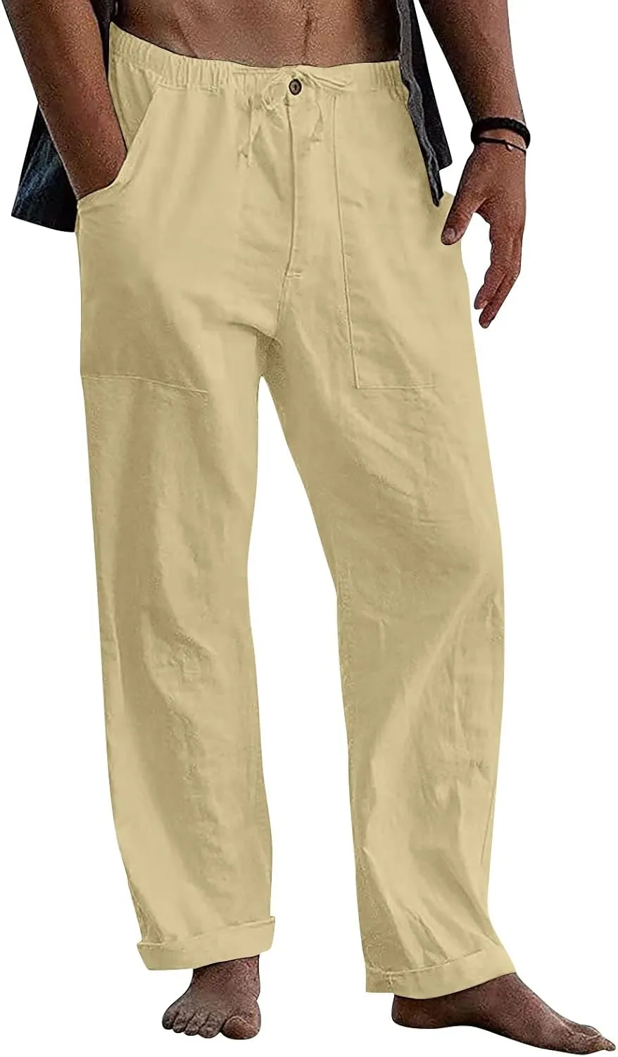 Ymosrh Man Pants for Men Clothing Natural Pants Contemporary Comfortable Quality Soft Pocket Color Trousers Joggers